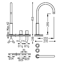 TRES Study Zweigriff-Standarmatur